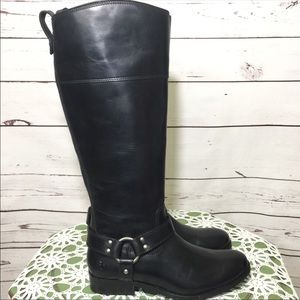 NWOB Frye Harnessed Black Leather Knee Boots
